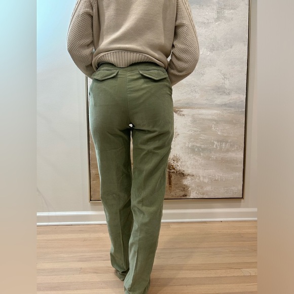 VTG Yves Saint Laurent green bootcut corduroy pants flap pocket high rise 27 - Picture 3 of 11